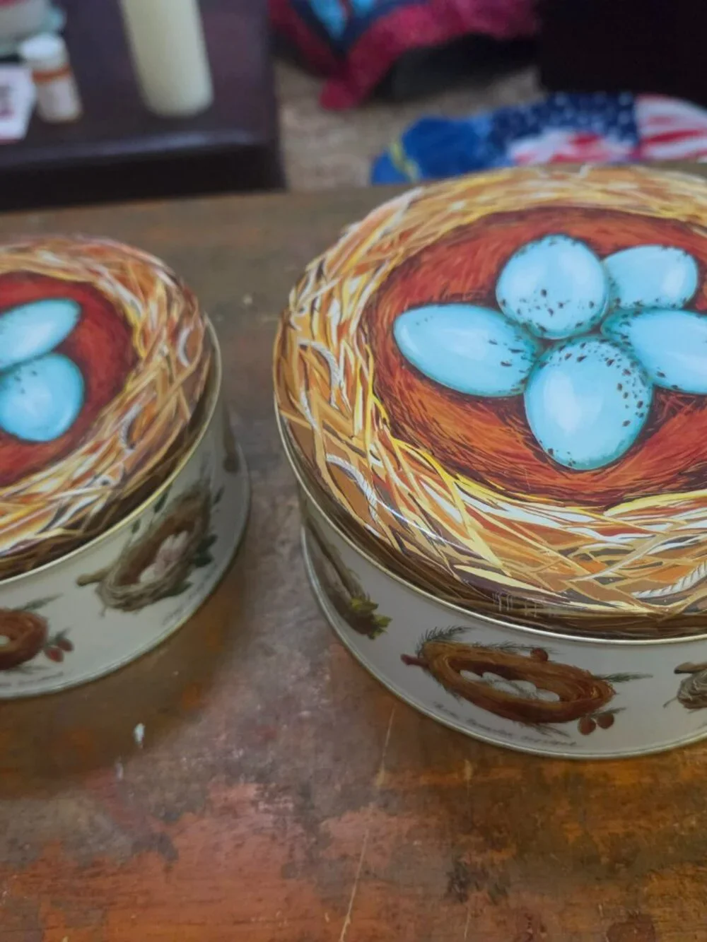robins nest tins set of two nice artwork displayed on tins two sizes
